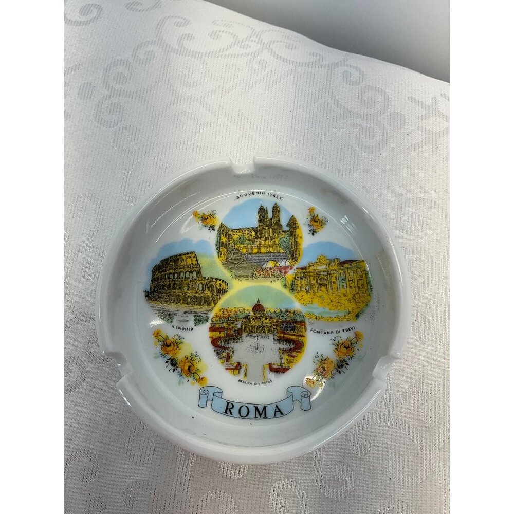 Vintage Roma Souvenir Ashtray Ceramic Italy‎ Iconography Design